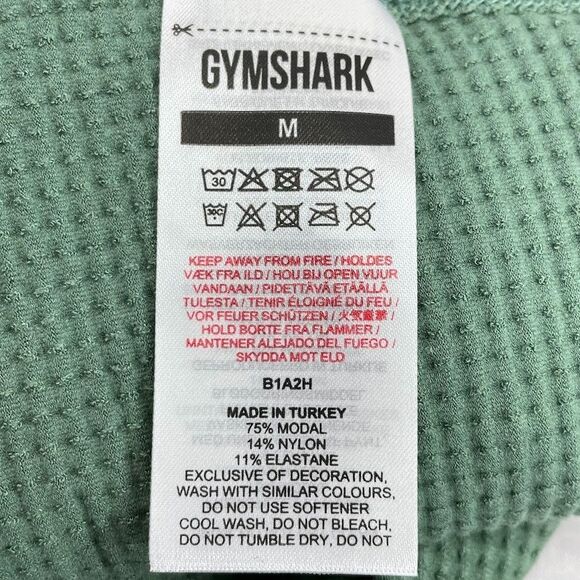 Gymshark Leggings Womens Size M Green High Rise 7/8 Waffle Texture Activewear - Picture 8 of 12